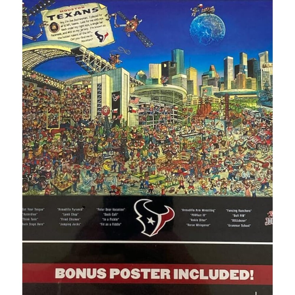 YouTheFan NFL Houston Texans Joe Journeyman NFL Puzzle & Bonus Poster 20x15":NWT